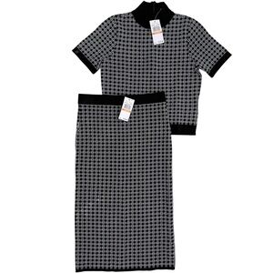 Michael Kors size Small Black and White Checkered Knit Skirt Set